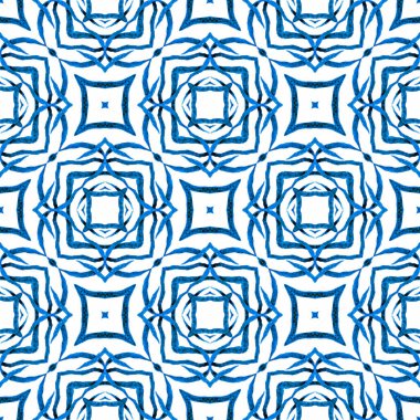 Tekrar eden çizgili el çizgisi sınırı. Mavi değerli boho şık yaz tasarımı. Çizgili el çizimi tasarımı. Tekstil hazır baskı, mayo kumaş, duvar kağıdı, ambalaj.