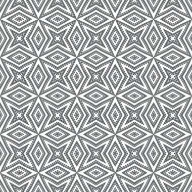 Geometrik dikişsiz desen. Siyah simetrik kaleydoskop. El çizimi geometrik kusursuz tasarım. Tekstil hazır göz kamaştırıcı baskı, mayo kumaş, duvar kağıdı, ambalaj..
