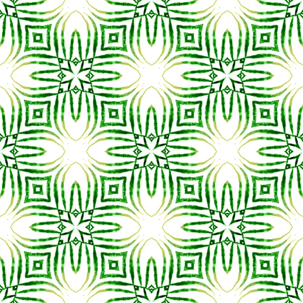 Ručně Kreslené Zelené Mozaiky Bezešvé Hranice Zelený Stylový Boho Elegantní — Stock fotografie