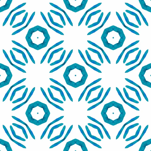 Mozaik Kusursuz Desen Mavi Hipnoz Boho Şık Yaz Tasarımı Tekstil — Stok fotoğraf