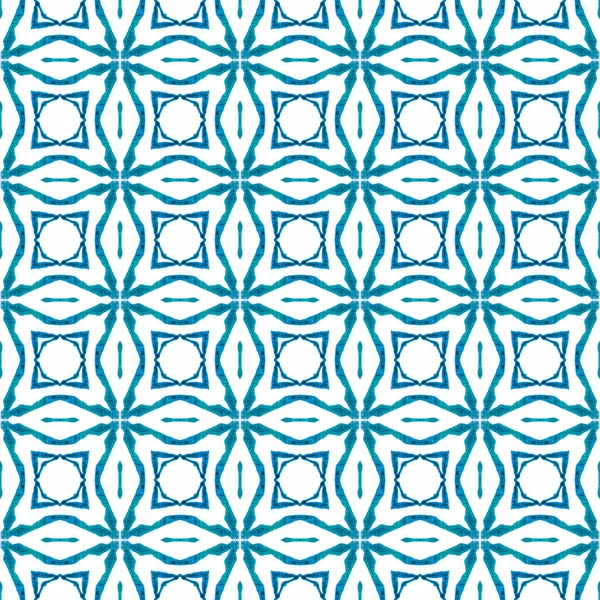 Organic Tile Blue Memorable Boho Chic Summer Design Textile Ready — Stock Photo, Image
