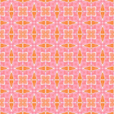 Tekstil hazır muhteşem baskı, mayo kumaş, duvar kağıdı, ambalaj. Turuncu güzel boho şık yaz tasarımı. Etnik elle boyanmış desen. Suluboya yaz etnik sınır düzeni.