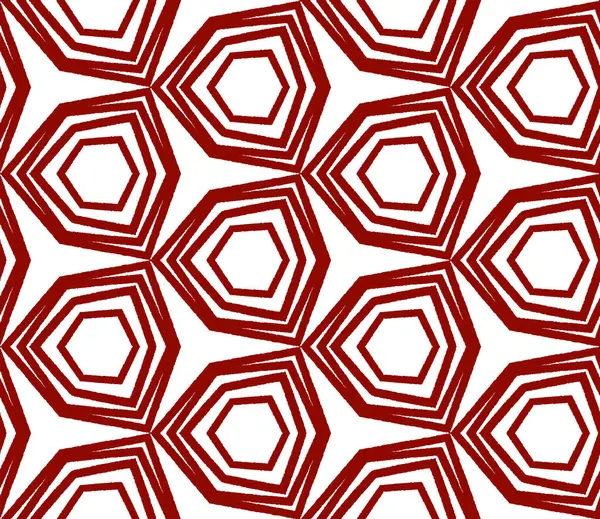 Ikat Opakující Design Plavek Maroon Symetrické Kaleidoskop Pozadí Textilní Hotový — Stock fotografie