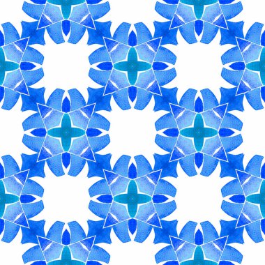 Tekstil hazır inanılmaz baskı, mayo kumaş, duvar kağıdı, ambalaj. Mavi mükemmel boho şık yaz tasarımı. El yapımı Arabesk tasarımı. Doğulu arabesk el çizimi sınır.