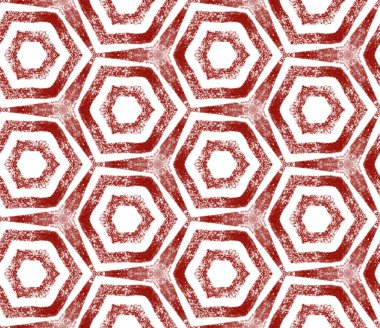 Sembol çizgileri tasarımı. Şarap kırmızısı simetrik kaleydoskop arka planı. Geometrik simge çizgileri deseni. Tekstil hazır. Takdire şayan baskı, mayo kumaş, duvar kağıdı, ambalaj..