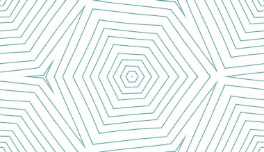 Çizgili el çizimi desen. Turkuaz simetrik kaleydoskop arka planı. Tekstil hazır büyüleyici baskı, mayo kumaş, duvar kağıdı, ambalaj. Çizgili elle çizilmiş fayans tekrarlanıyor.