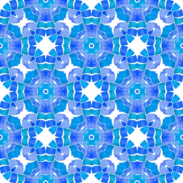 Textilní Konfekční Potisk Tkaniny Plavky Tapety Obaly Modrý Úchvatný Boho — Stock fotografie