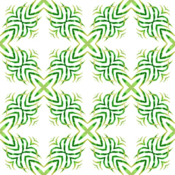 Kézzel Rajzolt Zöld Mozaik Zökkenőmentes Határ Zöld Nagy Boho Divatos — Stock Fotó