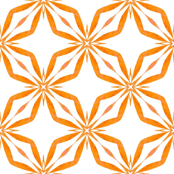 Ręcznie Rysowana Zielona Mozaika Płynna Granica Pomarańczowy Żywy Boho Szykowny — Zdjęcie stockowe