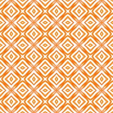 Tekstil hazır kaliteli baskı, mayo kumaş, duvar kağıdı, ambalaj. Turuncu şekilli boho şık yaz tasarımı. Suluboya madalyonu, kusursuz sınır. Madalyon pürüzsüz desen.