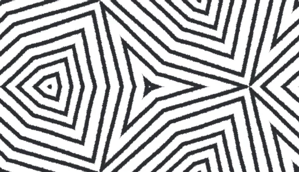 幾何学的なシームレスなパターン 黒の対称万華鏡の背景 繊維準備ができて好奇心印刷 水着生地 手描き幾何学的なシームレスなデザイン — ストック写真