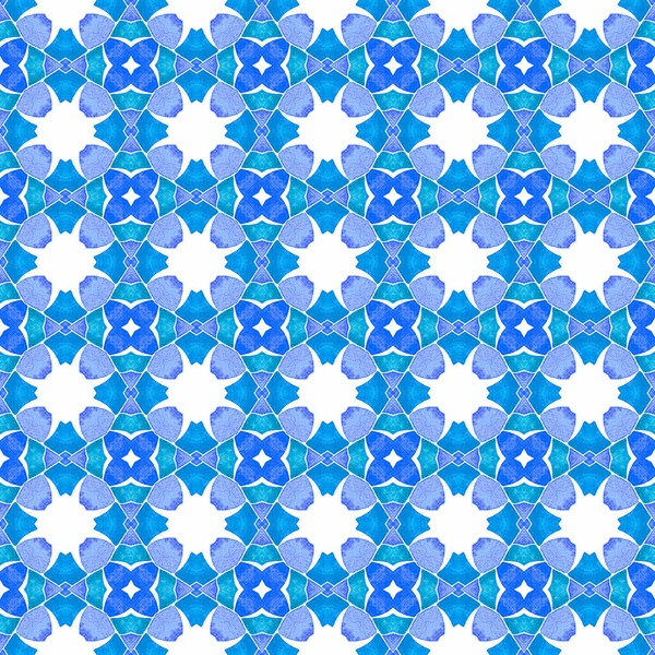 Textilní Podmanivý Potisk Tkaniny Plavky Tapety Obaly Modré Nádherné Boho — Stock fotografie
