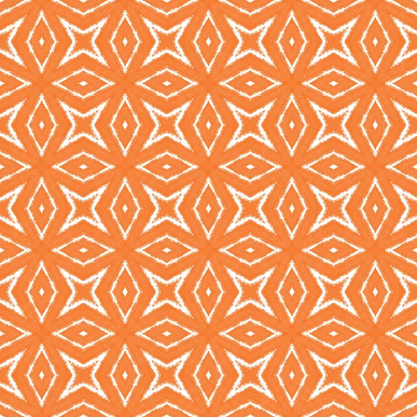 Exotic Seamless Pattern Orange Symmetrical Kaleidoscope Background Summer Swimwear Exotic — Stock Photo, Image
