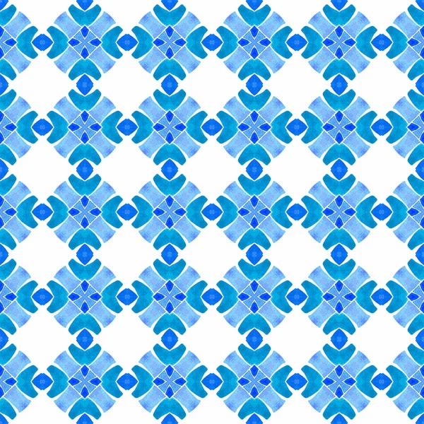Telha Orgânica Azul Boho Dramático Design Chique Verão Textile Ready — Fotografia de Stock