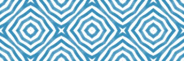 Geometrik dikişsiz desen. Mavi simetrik kaleydoskop. El çizimi geometrik kusursuz tasarım. Arkaplan için ilahi dekoratif tasarım ögesi.