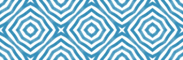 Geometrický Bezešvý Vzor Modré Symetrické Kaleidoskopické Pozadí Ručně Kreslený Geometrický — Stock fotografie