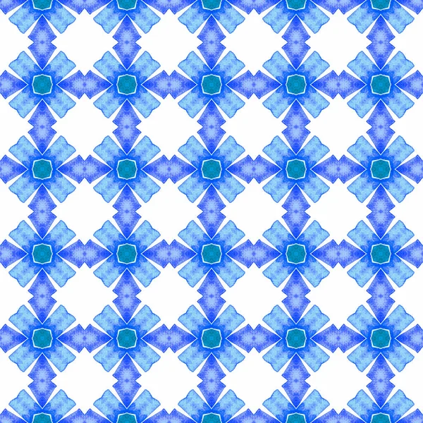 モザイクシームレスパターン ブルー実際のBohoシックな夏のデザイン 繊維準備ができて素晴らしいプリント 水着生地 手描き緑モザイクシームレスな境界線 — ストック写真