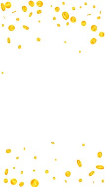 Swiss franc coins falling. Gold scattered CHF coins. Switzerland money. Jackpot wealth or success concept. Vector illustration.