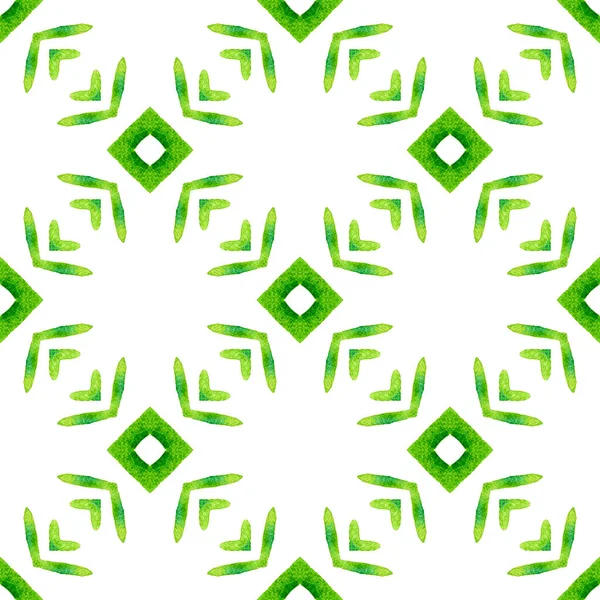 モザイクシームレスパターン グリーンフェアBohoシックな夏のデザイン 手描きの緑のモザイクシームレスな境界線 繊維準備ができて美しいプリント 水着生地 — ストック写真