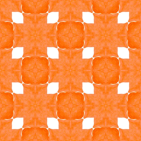 有機的なタイル オレンジ正Bohoシックな夏のデザイン 繊維準備驚くべき印刷 水着生地 トレンディ有機緑の境界線 — ストック写真
