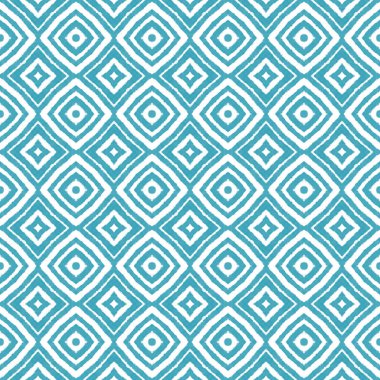 Madalyon pürüzsüz desen. Turkuaz simetrik kaleydoskop arka planı. Tekstil hazır büyüleyici baskı, mayo kumaş, duvar kağıdı, ambalaj. Suluboya madalyonu, pürüzsüz fayans.