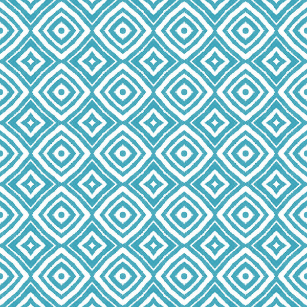 Medallion seamless pattern. Turquoise symmetrical kaleidoscope background. Textile ready captivating print, swimwear fabric, wallpaper, wrapping. Watercolor medallion seamless tile.