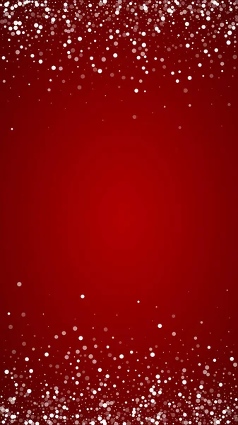Όμορφη Χιόνι Χριστουγεννιάτικο Φόντο Λεπτές Νιφάδες Χιονιού Και Αστέρια Κόκκινο — Διανυσματικό Αρχείο