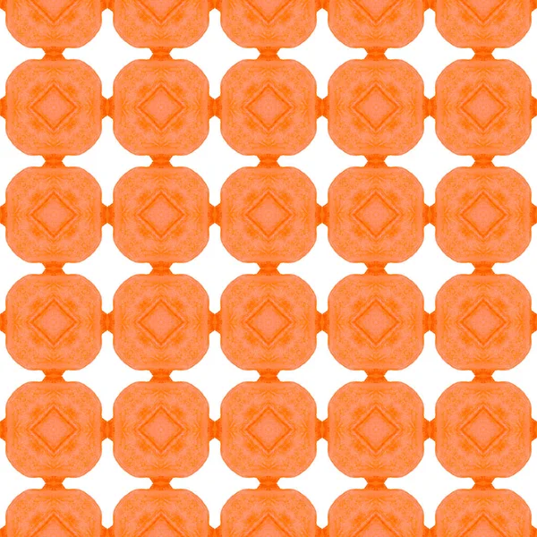 Watercolor Summer Ethnic Border Pattern Orange Surprising Boho Chic Summer — Stock Photo, Image