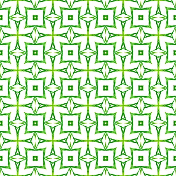 时尚的有机绿色边界 绿色迷人的博豪别致的夏季设计 有机瓷砖 纺织现成有趣的印刷品 泳衣面料 包装材料 — 图库照片