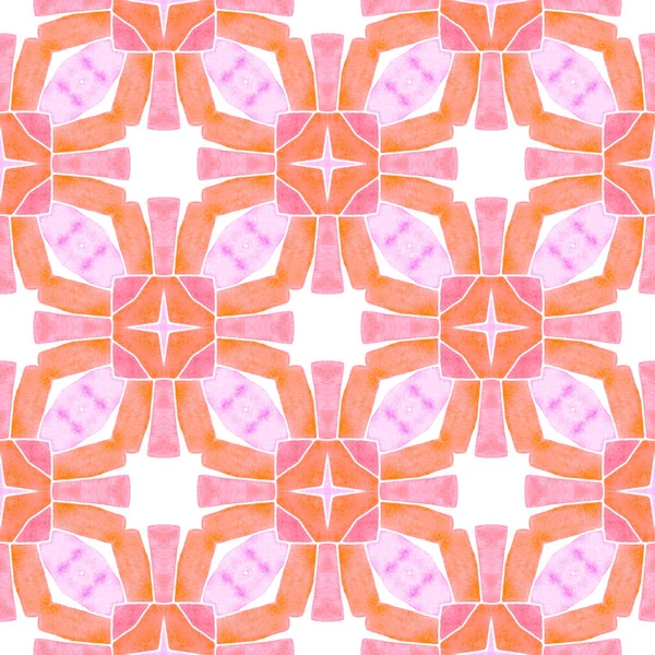 Orientalische Arabeske Handgezeichnete Grenze Orange Entzückendes Boho Chic Sommerdesign Textilfertiger — Stockfoto
