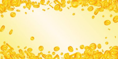 Amerikan dolarları düşüyor. Dağınık altın Amerikan Doları. Amerikan parası. Küresel finansal kriz konsepti. Geniş vektör illüstrasyonu.