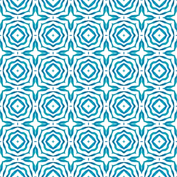 Σχέδιο Ακουαρέλας Ακίδας Μπλε Εξωτικό Boho Κομψό Καλοκαιρινό Σχεδιασμό Πράσινο — Φωτογραφία Αρχείου