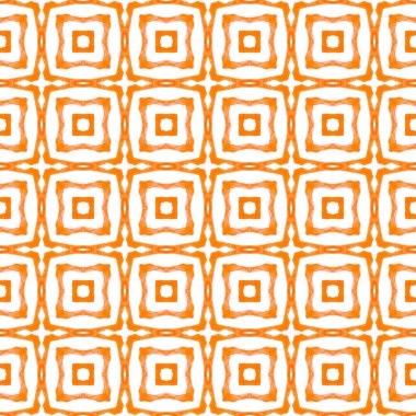 Tekrar eden mayo tasarımı. Turuncu gerçek boho şık yaz tasarımı. Suluboya, kiremit sınırını tekrarlıyor. Tekstil hazır ince baskı, mayo kumaş, duvar kağıdı, ambalaj..