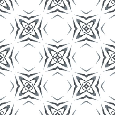 Tekstil hazır göz kamaştırıcı baskı, mayo kumaş, duvar kağıdı, ambalaj. Siyah ve beyaz muhteşem boho şık yaz tasarımı. Mozaik kusursuz desen. El çizimi yeşil mozaik pürüzsüz sınır.