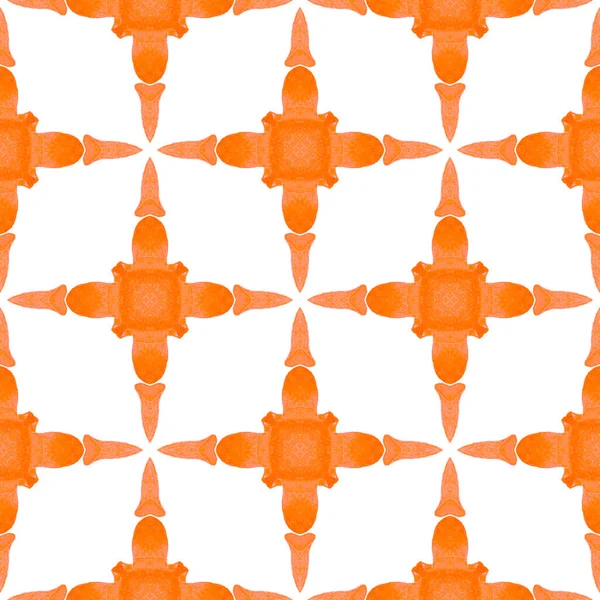繊維準備ができてきちんとした印刷 水着生地 オレンジ新鮮なBohoシックな夏のデザイン シェブロン水彩柄 緑の幾何学的シェブロン水彩境界 — ストック写真