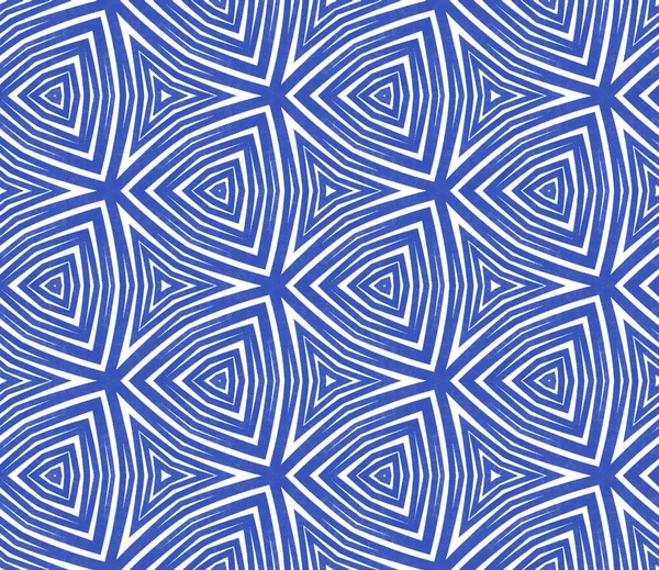 Bezešvé Medailonky Indigo Symetrické Kaleidoskopické Pozadí Akvarel Medailon Bezešvé Dlaždice — Stock fotografie