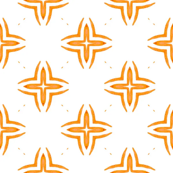 夏のエキゾチックなシームレスな国境 オレンジの良い外観のBohoシックな夏のデザイン 繊維準備注目すべき印刷 水着生地 エキゾチックなシームレスなパターン — ストック写真