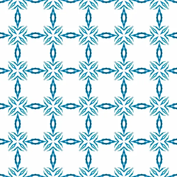 Арабеск Рисуют Вручную Синий Сочный Шикарный Летний Дизайн Текстиль Готов — стоковое фото