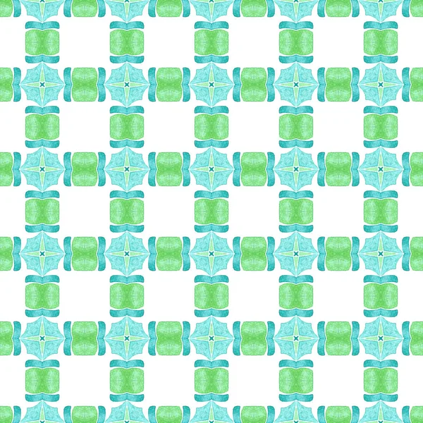 Pintado Mano Azulejos Borde Acuarela Verde Elegante Diseño Boho Chic — Foto de Stock