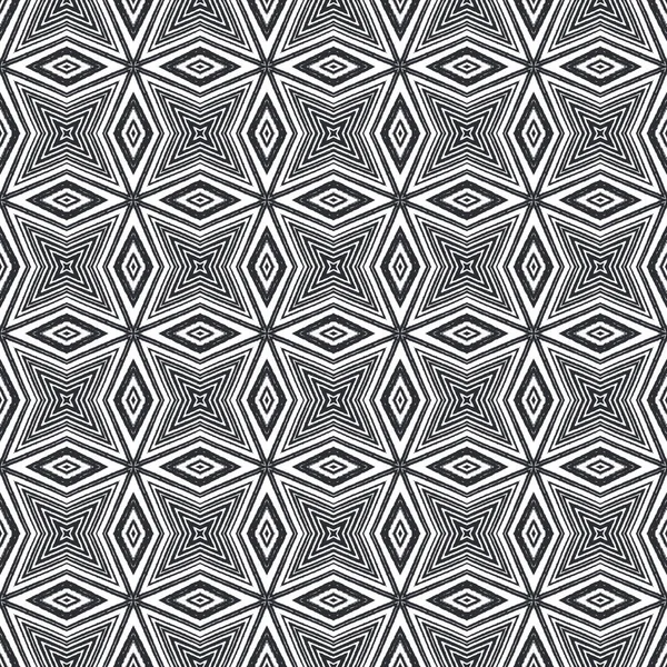 Bezešvý Vzor Mozaiky Černé Symetrické Kaleidoskopické Pozadí Retro Mozaika Bezešvé — Stock fotografie