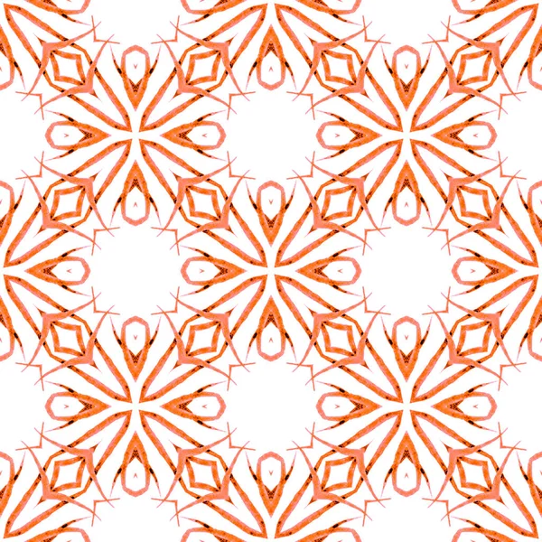Medallion Seamless Pattern Orange Cool Boho Chic Summer Design Watercolor — Stock Photo, Image