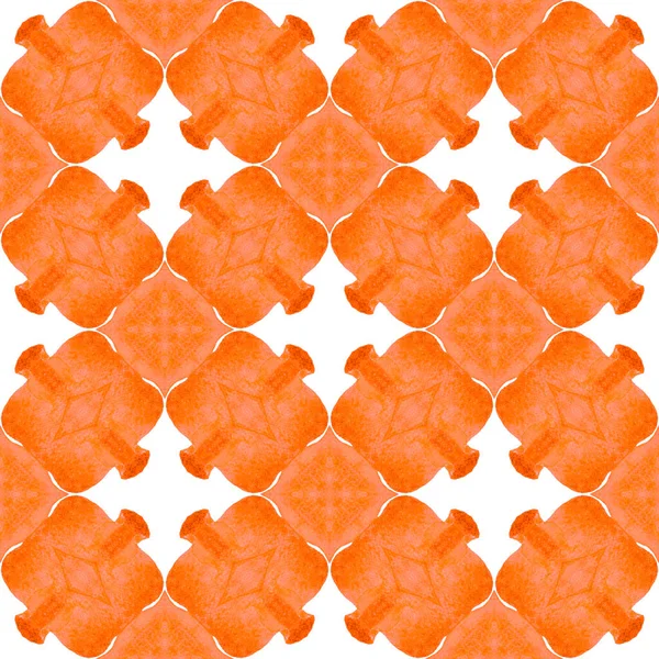 Handbemalte Geflieste Aquarellbordüre Orangefarbenes Frisches Boho Chic Sommerdesign Gefliesener Aquarell — Stockfoto