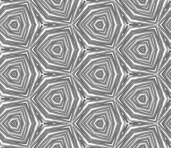 Ikat Wiederholt Bademoden Design Schwarzer Symmetrischer Kaleidoskop Hintergrund Sommer Ikat — Stockfoto