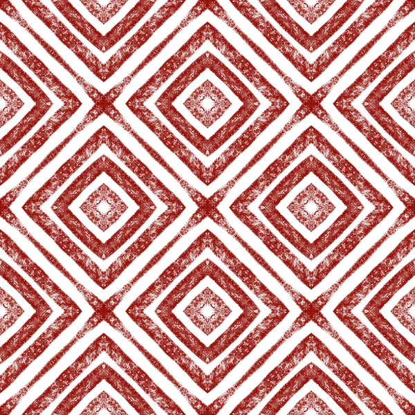 Geometrische Naadloze Patroon Wijn Rode Symmetrische Caleidoscoop Achtergrond Met Hand — Stockfoto