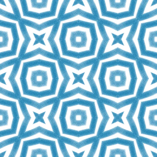 Geometric Seamless Pattern Blue Symmetrical Kaleidoscope Background Hand Drawn Geometric — Stock Photo, Image
