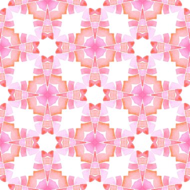 Döşemeli suluboya arka plan. Turuncu göz kamaştırıcı boho şık yaz tasarımı. Elle boyanmış suluboya kenar. Tekstil hazır harika baskı, mayo kumaş, duvar kağıdı, ambalaj..