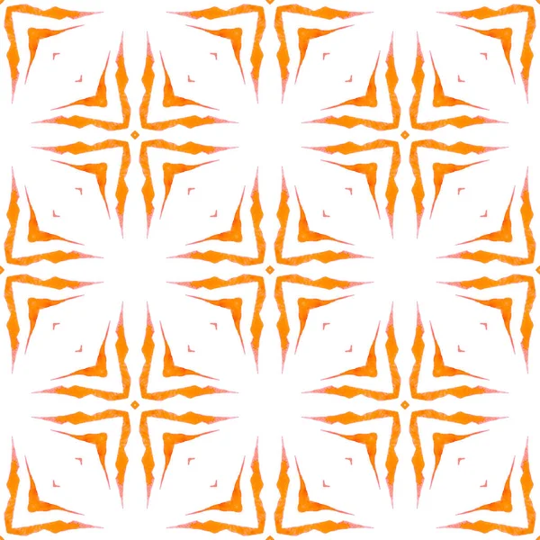 繊維準備ができて素晴らしいプリント 水着生地 オレンジ上品なBohoシックな夏のデザイン アラベスクの手描きデザイン オリエンタル唐草手描き枠 — ストック写真