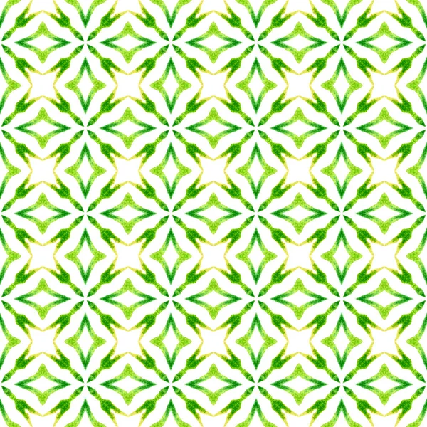 有机瓷砖 绿色令人眼花缭乱的时髦夏装设计 时尚的有机绿色边界 纺织现成艺术印花 泳衣面料 包装材料 — 图库照片