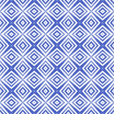 Mozaik kusursuz desen. İndigo simetrik kaleydoskop arka planı. Tekstil hazır büyüleyici baskı, mayo kumaş, duvar kağıdı, ambalaj. Retro mozaik pürüzsüz tasarım.