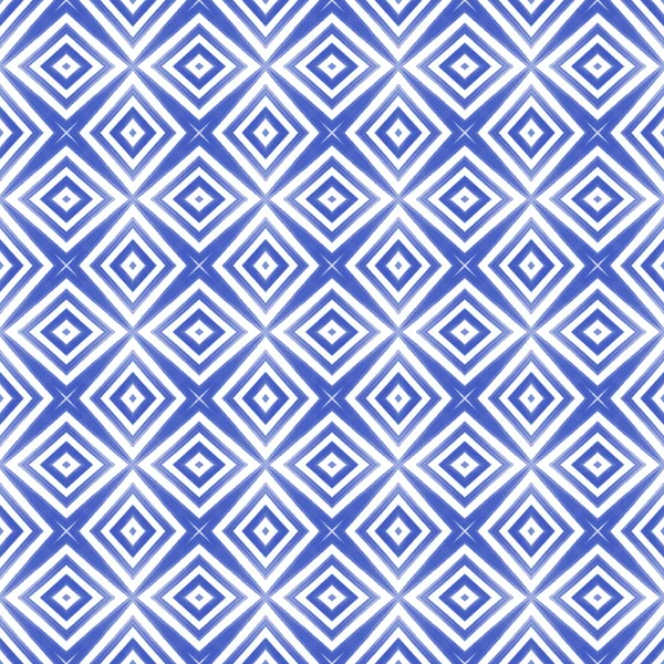 Bezešvý Vzor Mozaiky Indigo Symetrické Kaleidoskopické Pozadí Textilní Hotový Okouzlující — Stock fotografie